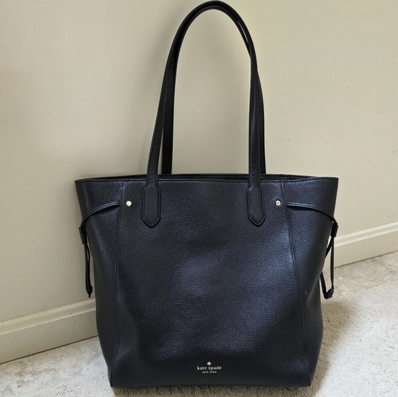 Kate Spade Marti Pebble Black Leather Tote Bag With Brass Hardware - Picture 2 of 4